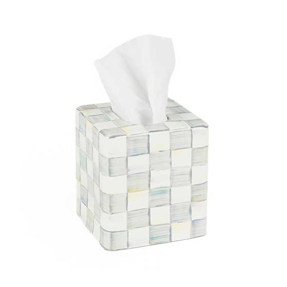Sterling Check Enamel Tissue Box Cover