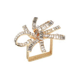 Kim Seybert Jeweled Bow Napkin Ring in Gold & Crystal, Set of 4 in a Gift Box
