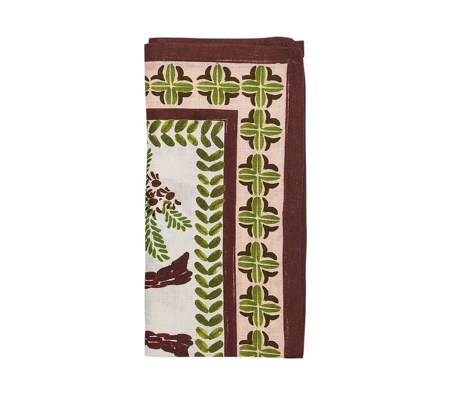 Kim Seybert Oasis Napkin in Green & Brown