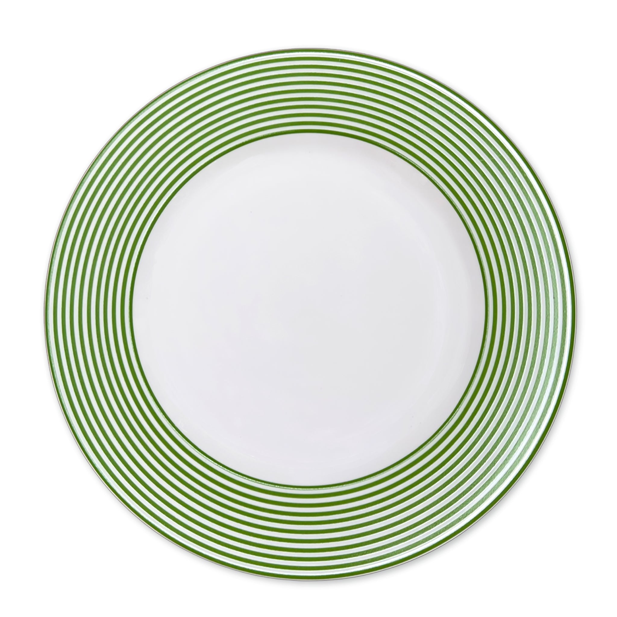 Caskata Newport Stripe Verde Rimmed Dinner Plate, Set of 4