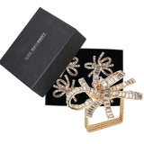 Kim Seybert Jeweled Bow Napkin Ring in Gold & Crystal, Set of 4 in a Gift Box