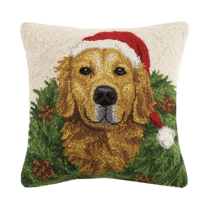 Golden Retriever w/ Wreath Hook Pillow