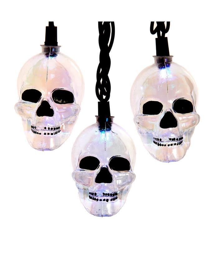 12' UL 10-Light RGB LED Glitter Skull Light Set