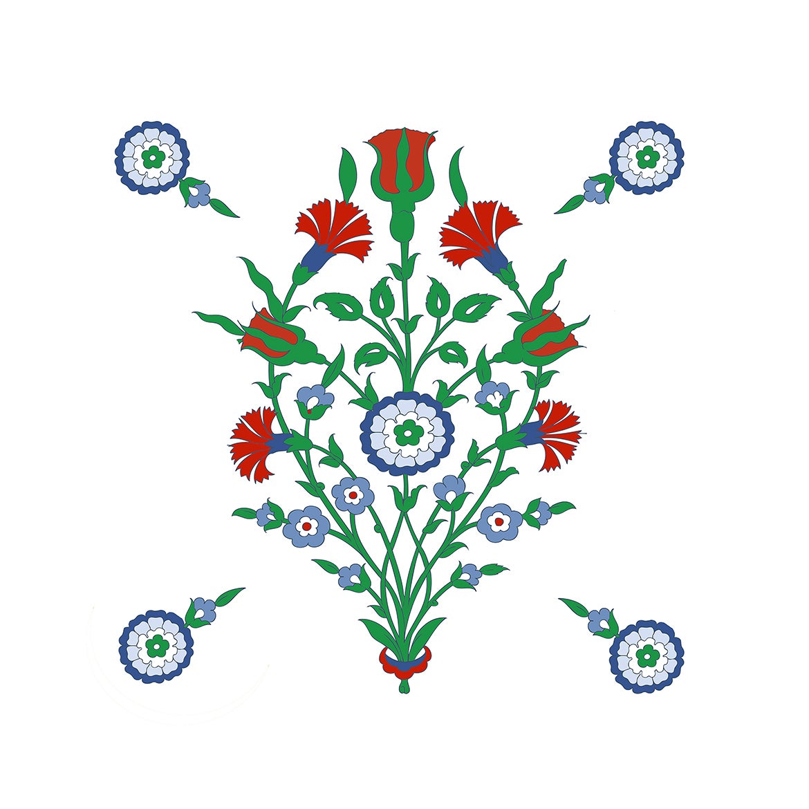 Indian Flower Red Blue Green Small Square Tray