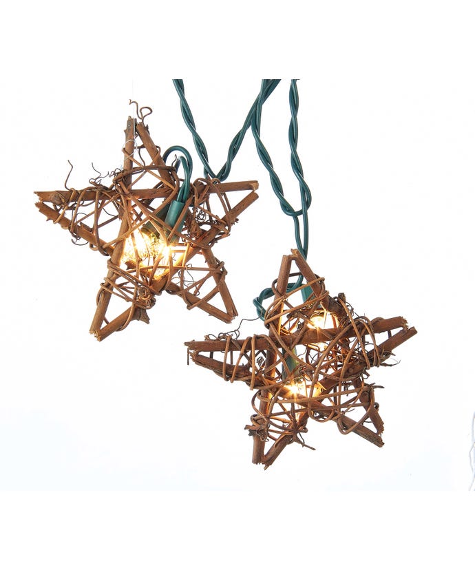 11.5' 10-Light Rattan Natural Star Light Set