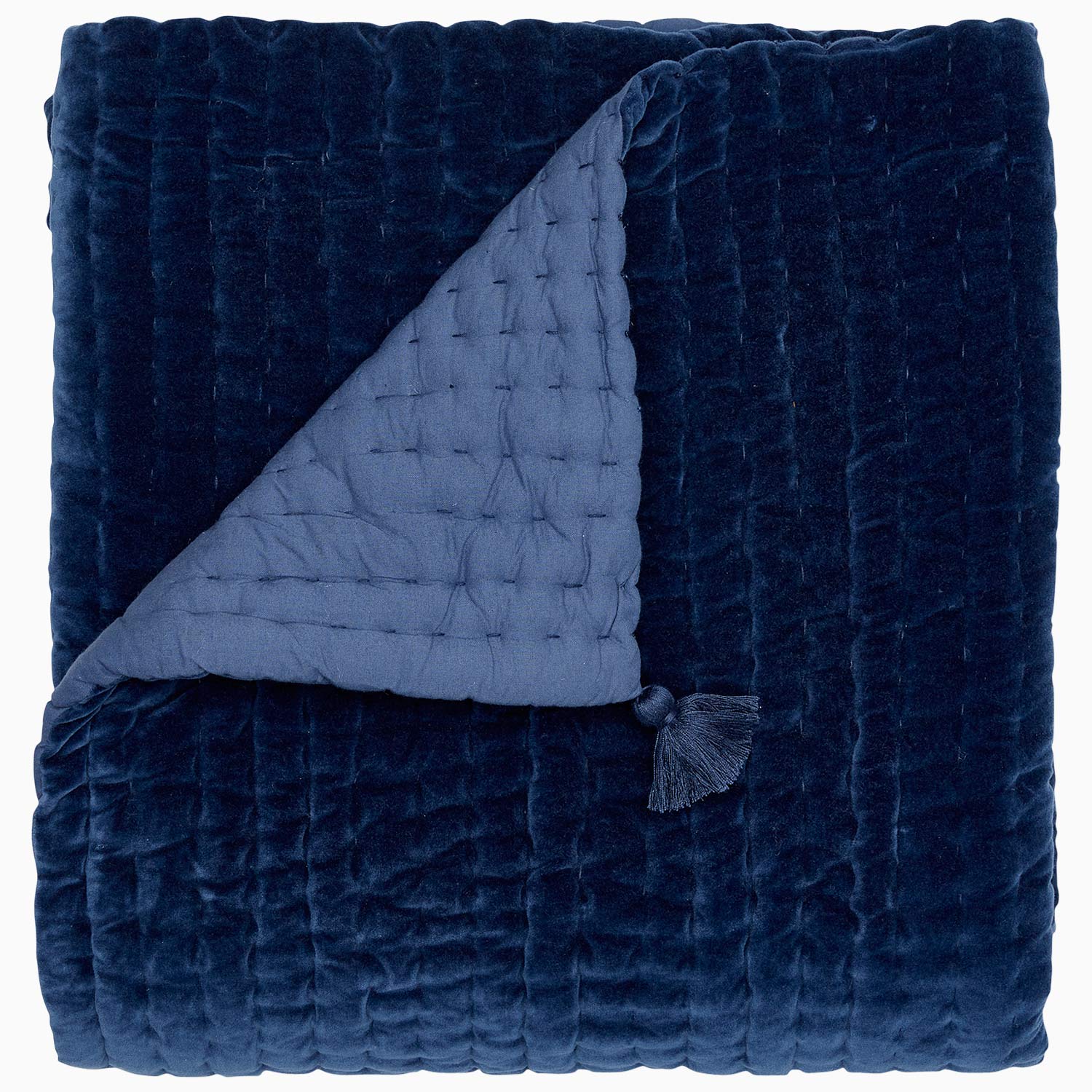 John Robshaw Quilted Indigo Velvet Throw