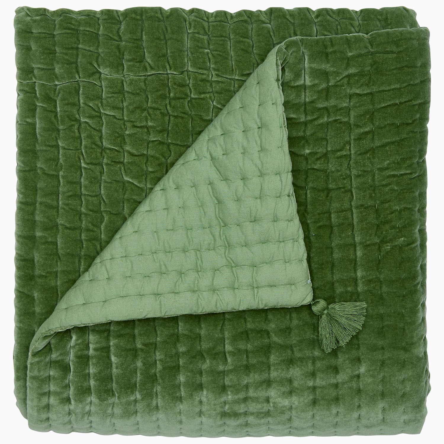 John Robshaw Quilted Moss Velvet Throw
