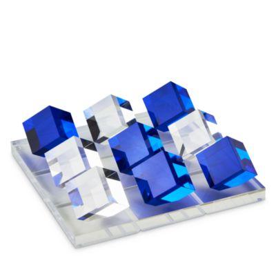 Lucite Tic Tac Toe Square- Blue/Clear