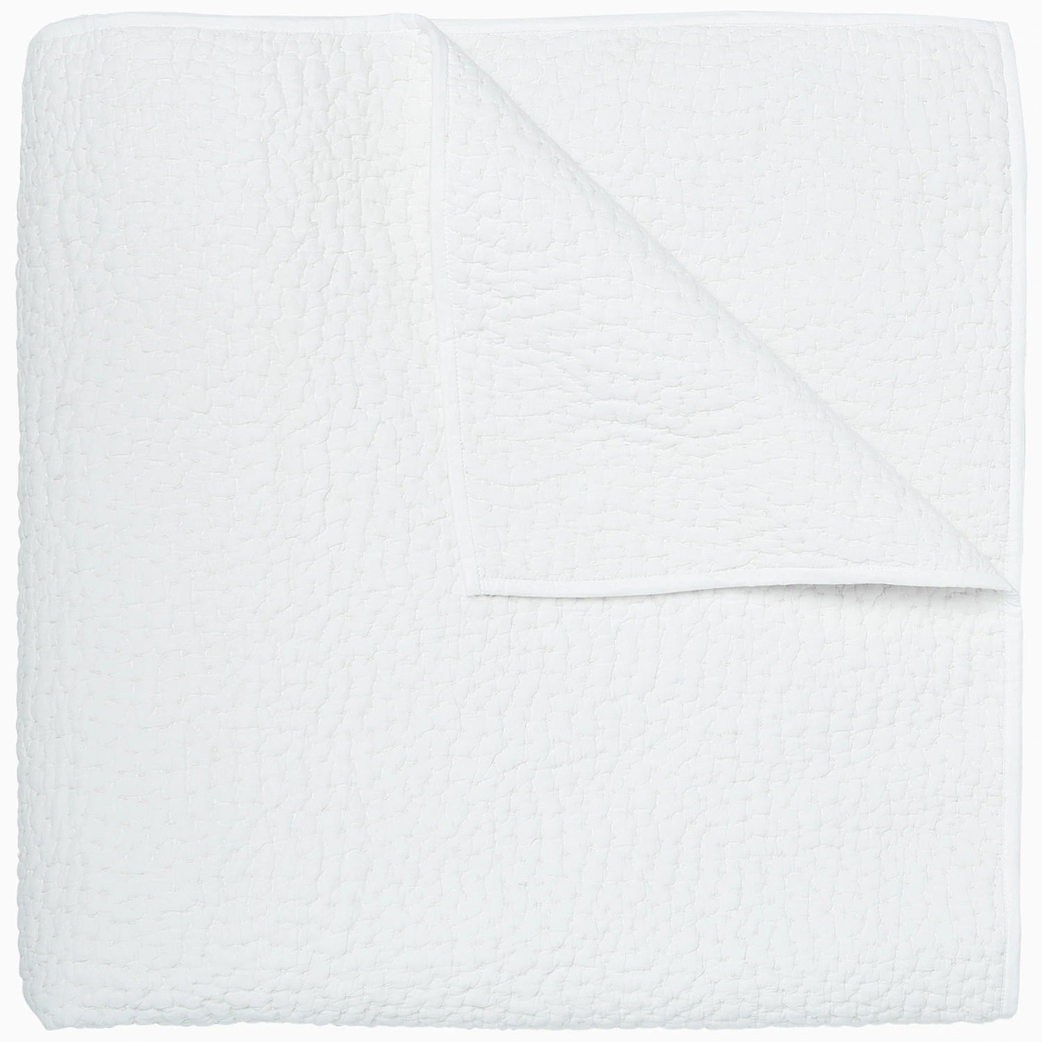 John Robshaw Organic Hand Stitched White Coverlet, Full/Queen