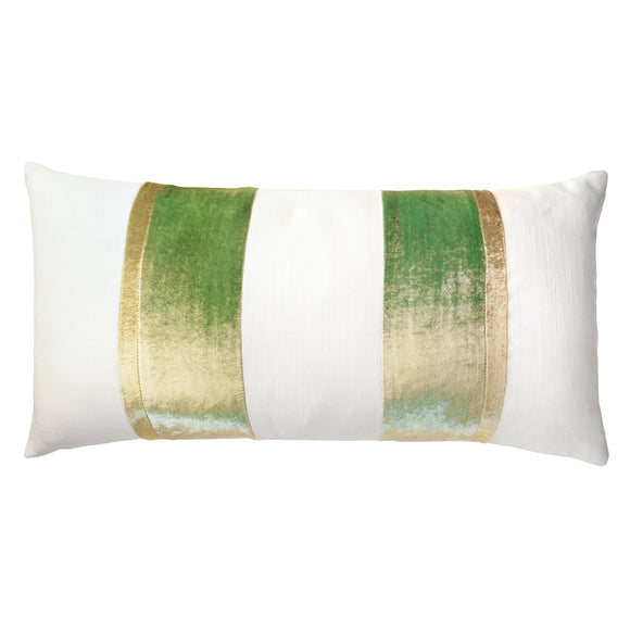 Linen Stripe Oblong Pillow - Grass