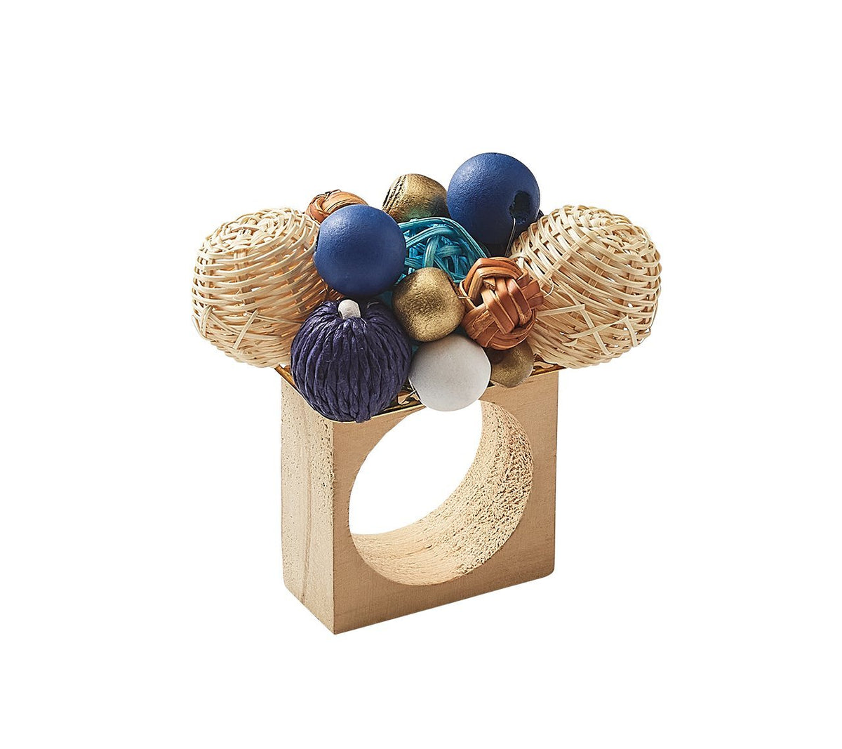Kim Seybert Java Napkin Ring - Natural & Navy & White