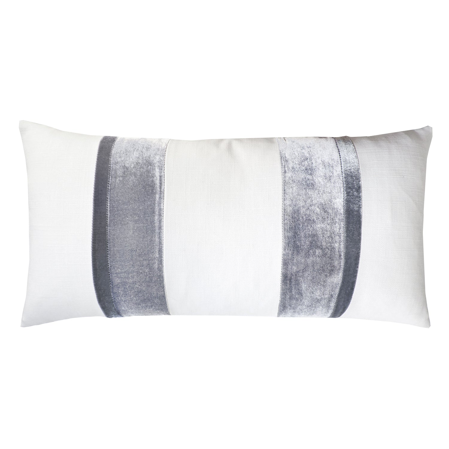 Linen Stripe Oblong Pillow - White Gray