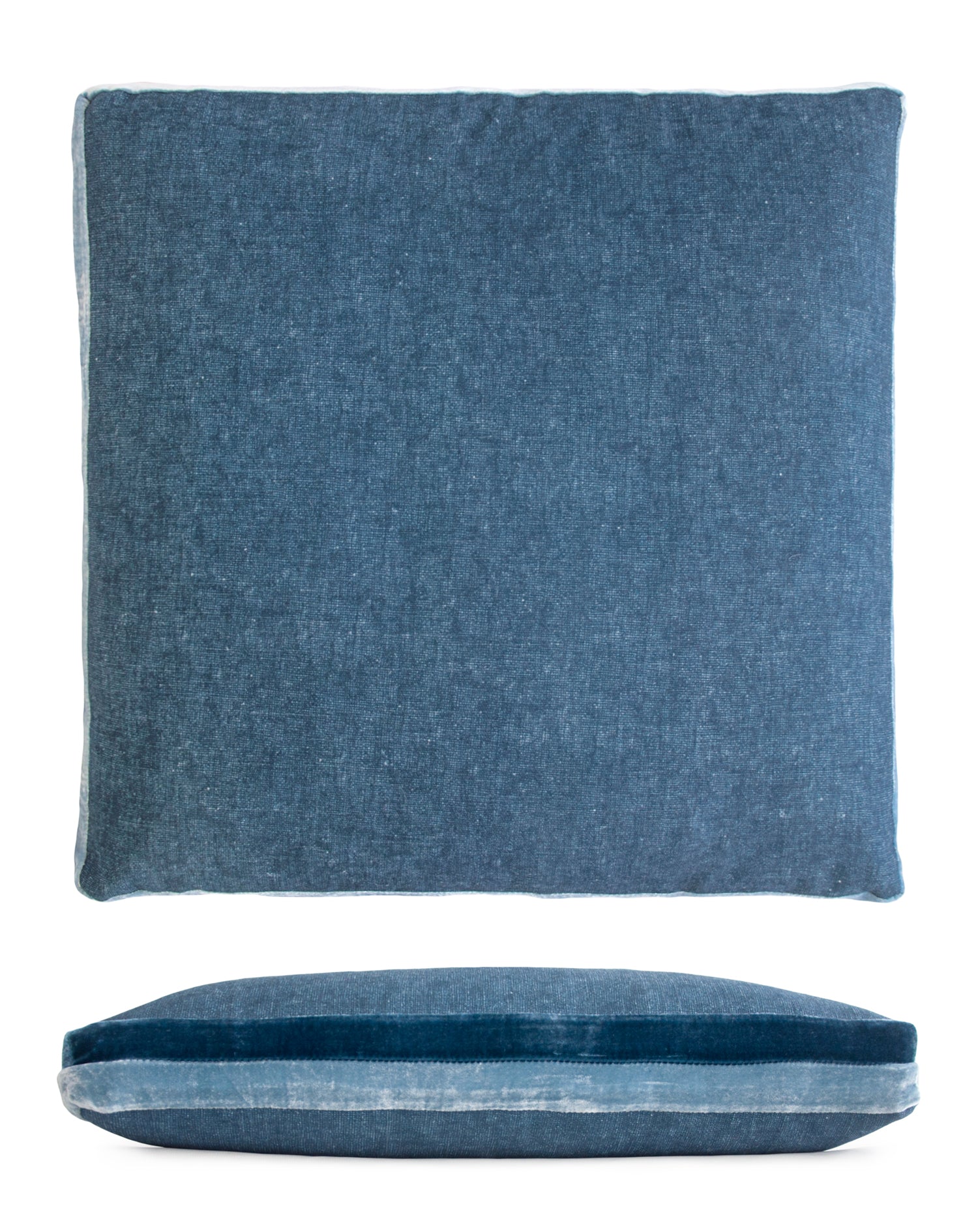 Double Velvet Tuxedo Stripe 22 x 22 Linen Pillow - Denim