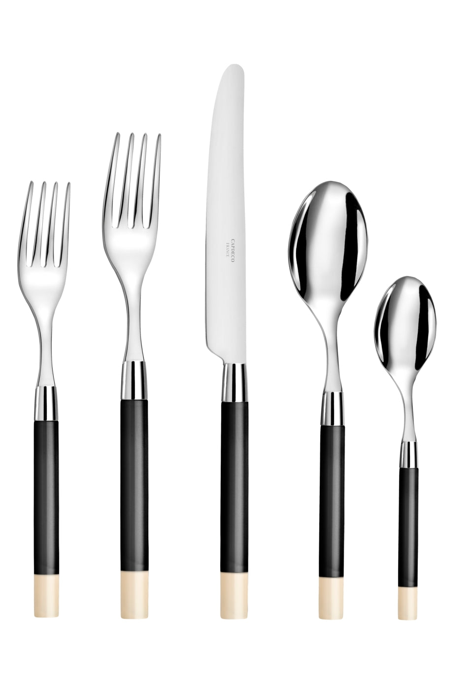 Conty Black/Ivory Five-Piece Place Setting