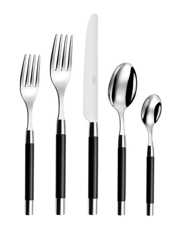 Conty Black Wood Five-Piece Place Setting