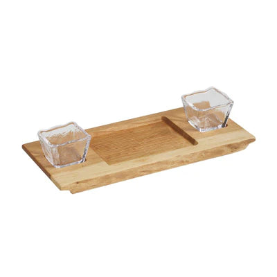 Cherry Board with 2 Glass Bowls & Well