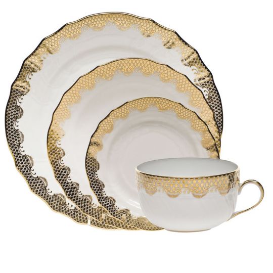 Herend Gold Fish Scale Dinnerware