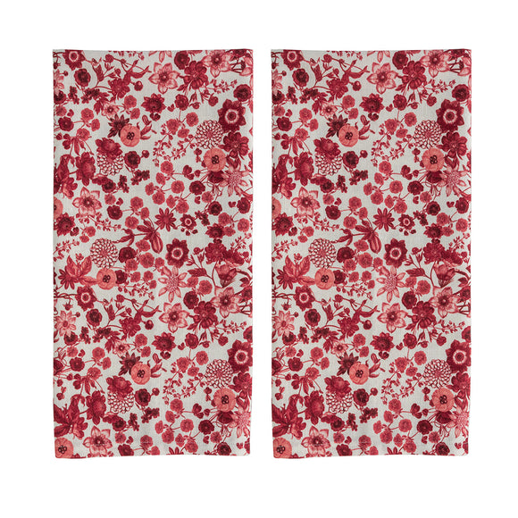 Juliska Field of Flowers Kitchen Towel Set of 2 - Ruby