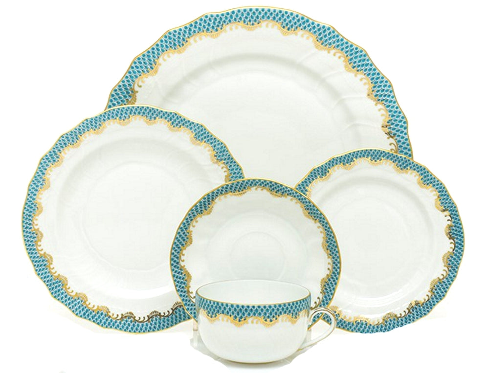 Herend Turquoise Fish Scale Dinnerware