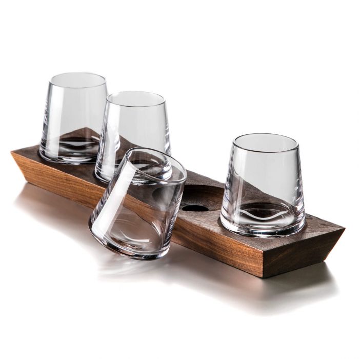 Simon Pearce Ludlow Whiskey Set with Wood Base