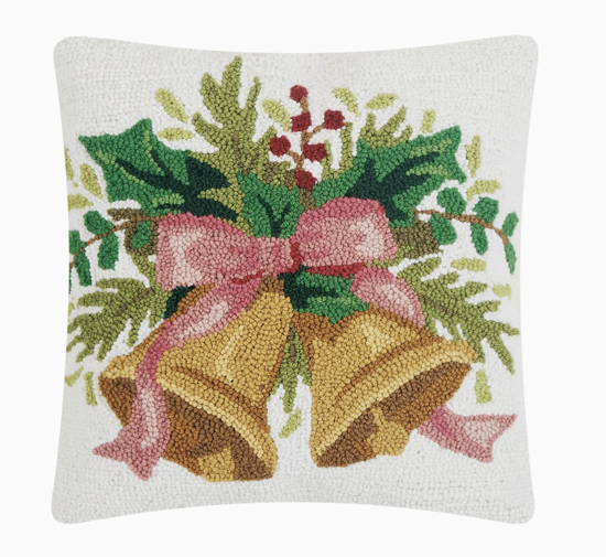 Christmas Bells White Hook Pillow