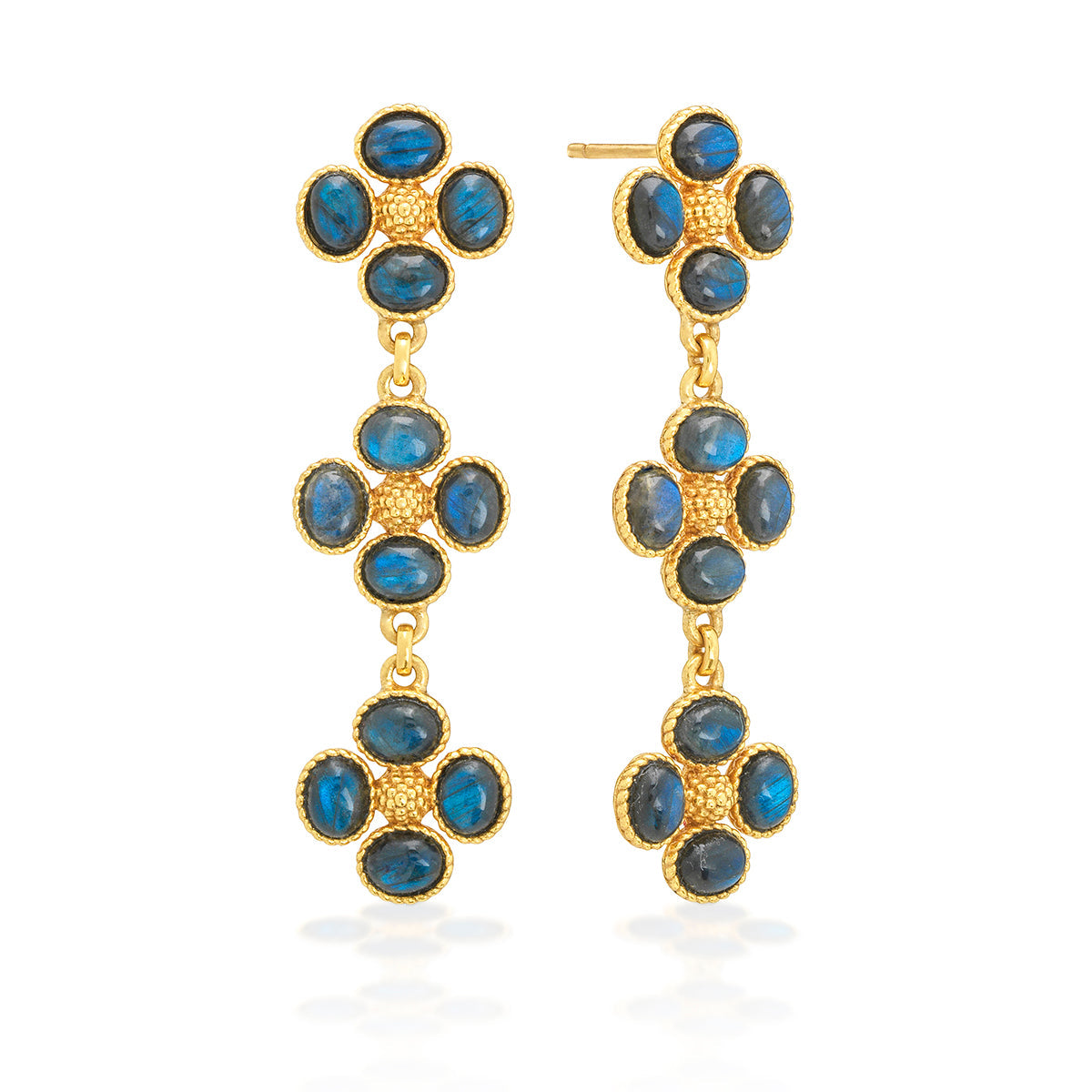 Berry Clover Linear Earrings- Blue Lab