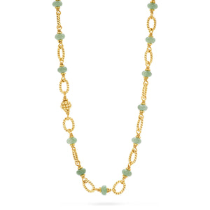 Men's Ball Chain Necklace with Turquoise Beads 24 Inches