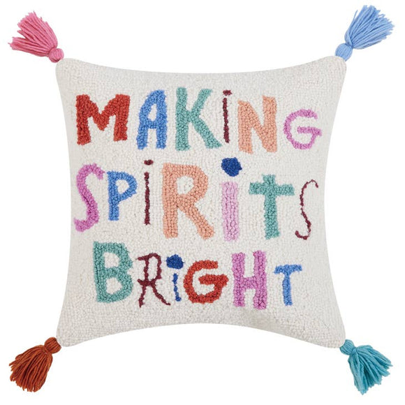 Making Spirits Bright w/ Tassels Hook Pillow