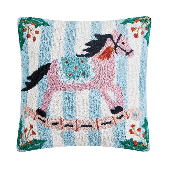 Holly Stripe Horse Hook Pillow