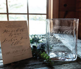 Simon Pearce Woodbury Ice Bucket engraved with Wedding Invitation
