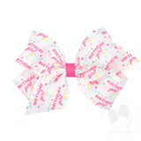 Medium Festive Birthday Girl Printed Grosgrain Hair Bow