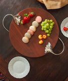 Ginkgo Wood Platter w/Handles 14"