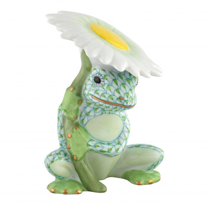 Herend Flower Frog, Green