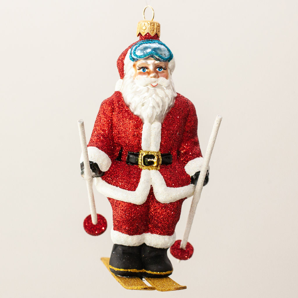 Skiing Santa Ornament