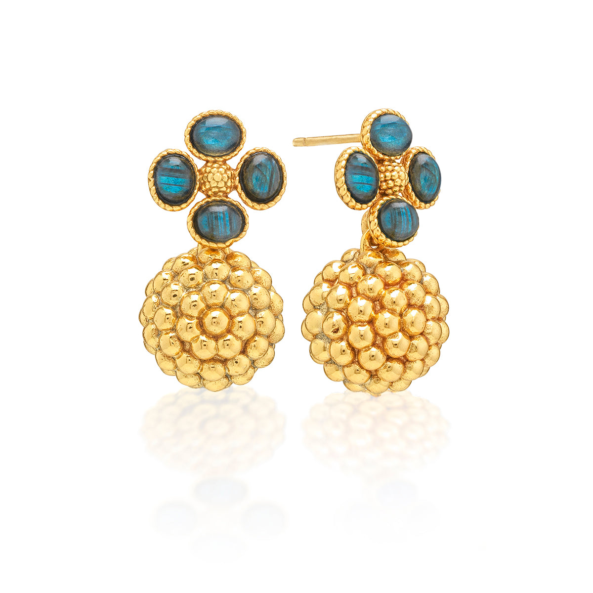 Berry Clover Drop Earrings- Blue Lab