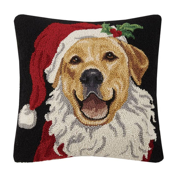 Holiday Santa Retriever Dog Hook Pillow - Christmas