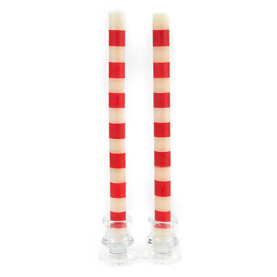 Bands Red Dinner Candles, Set Of 2