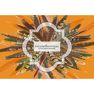 Nicolelette Mayer Pheasant Feather Butternut Paper Placemat Pad