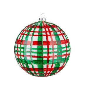 6" Plaid Ball Ornament