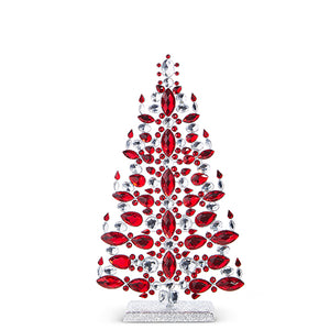 14.75" Red & Crystal Jeweled Tree