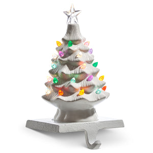 8.5" Vintage White Lighted Tree Stocking Holder