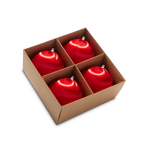 4" Box of Red Satin Ball Ornaments