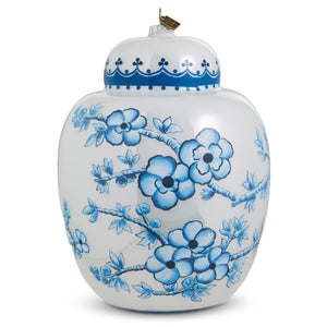 8" Ginger Jar Ornament - Blue