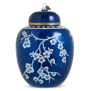 8" Ginger Jar Ornament - Dark Blue