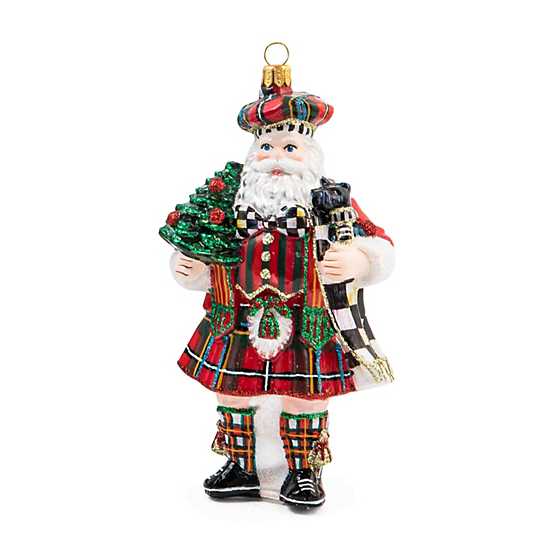 Glass Ornament, Scottish Santa