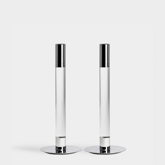 Lumiere Candlestick Silver Medium - Set of 2