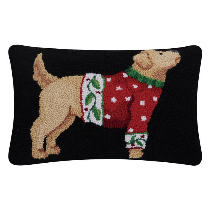 Christmas Pup Red Hook Pillow