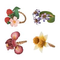 Juliska Meadow Walk Floral Napkin Ring Assorted Set/4