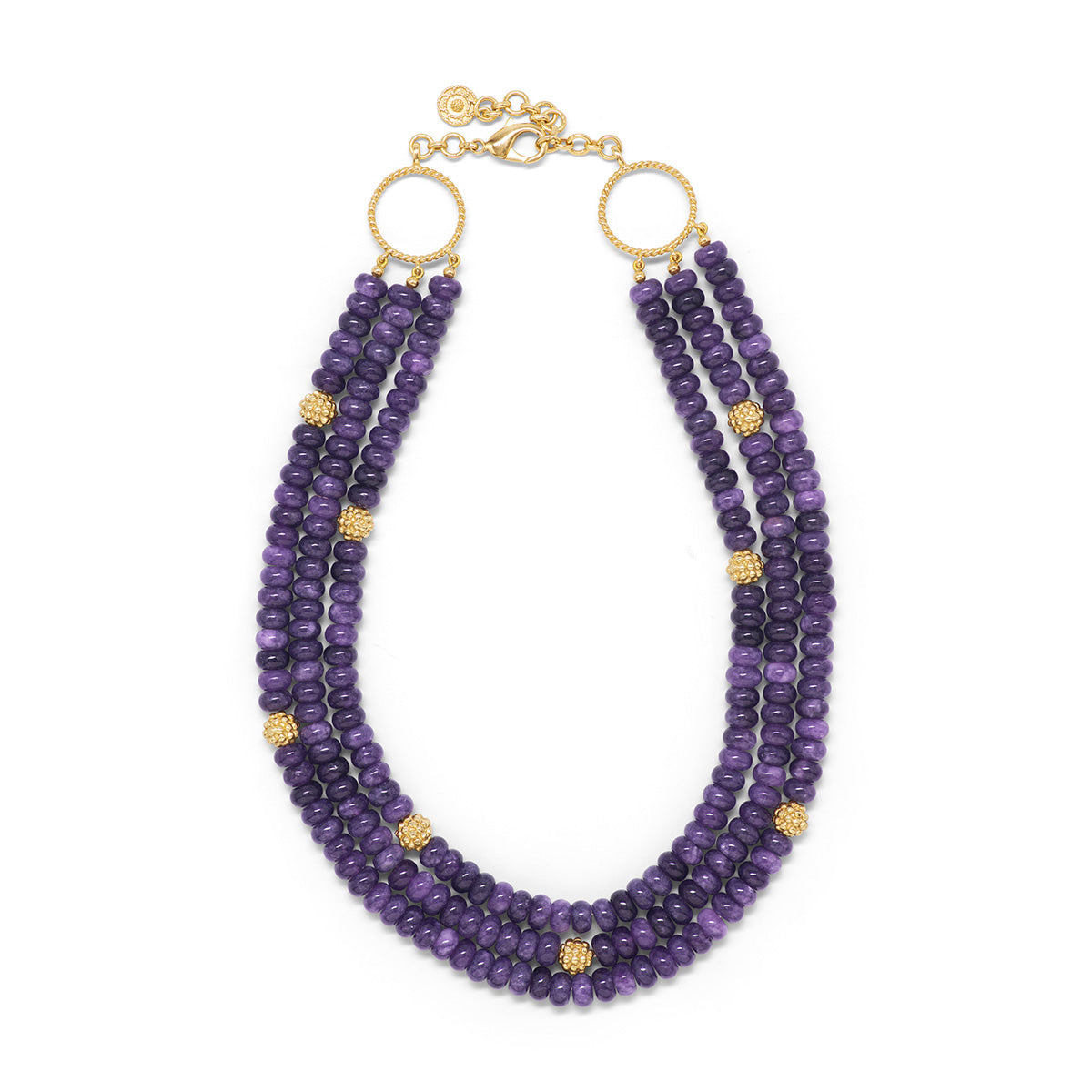 Berry & Bead Triple Strand Necklace w/ Violet Jade