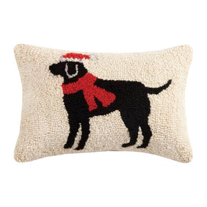 Black Labrador Dog Hook Pillow - Christmas